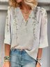 Women's Spring Floral Print Casual V-Neck T-Shirt