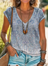 V Neck Casual Geometric Loose T-Shirt