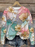 Women's Floral Spring Print Casual Long Sleeve Sweatshirt