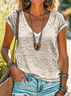 Women's Floral Print Casual V-Neck Short Sleeve T-Shirt