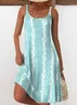 Simple Cotton-Blend Loose Crew Neck Dress