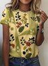 Cotton Floral Crew Neck Casual T-Shirt