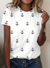 Women's Anchor Print Casual Round Neck Short Sleeve T-Shirt