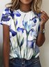 Floral Casual Regular Fit Crew Neck T-Shirt