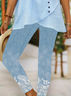 Women's Faux Simulated Denim Printed Spring Casual Leggings