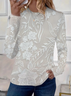 Women's Long Sleeve T-shirt Spring/Fall As Picture Floral Printing Jersey Crew Neck Daily Going Out Casual Top