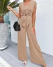 Women's Plain Daily Going Out Two-Piece Set Brick Red Casual Summer Top With Pants Matching Set