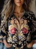 Loose Shawl Collar Ethnic 3D Printing Shirt
