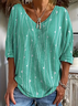 Women's Abstract Stripe Print Casual V-Neck Long Sleeve T-Shirt