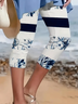Women's Striped Floral Spring Print Casual Leggings