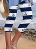 Women's Anchor Stripe Print Casual Leggings