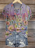 Regular Fit Cotton Floral Casual T-Shirt