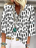 Women's Geometric Spring V-Neck Printed Casual Blouse