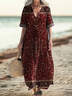Women's Vintage Ethnic Tattoo Pattern Art Print Pocket Cotton Dresses