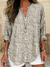 Floral lace embroidery linen blend comfortable shirt