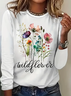 Women's Floral Spring Print Casual Round Neck Long Sleeve T-Shirt