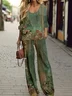 Women's Floral Spring Print Casual Two-Piece Suit
