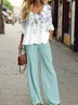 Women's Floral Spring Print Casual Tops and Pants Two-piece Set