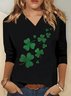 Women's Shamrock St. Patrick's Day Casual Long Sleeve Crew Neck T-Shirt