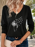 V Neck Casual Dandelion Regular Fit T-Shirt