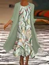 Women's Vintage Floral Print Casual Print Two-Piece Dress