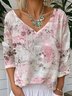 Casual Floral Loose Jersey T-Shirt