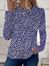 Women's Floral Spring Print Casual Round Neck Long Sleeve T-Shirt