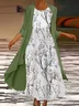 Women's Vintage Floral Print Casual Print Two-Piece Dress