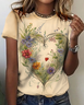 Floral heart round neck short sleeve T-shirt