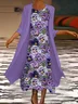 Women's Vintage Floral Print Casual Print Two-Piece Dress
