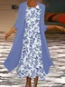 Women's Vintage Floral Print Casual Print Two-Piece Dress