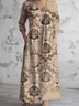 Women's Vintage Floral Art Print Pocket Cotton Dress