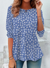 Women's Floral Spring Print Casual Round Neck Tunic Long Sleeve T-Shirt