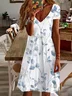 Women's Floral Spring Print Casual V-Neck Short Sleeve Dress
