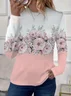 Women's Floral Spring Print Casual Round Neck Long Sleeve T-Shirt