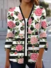 Floral Print Long Sleeve Shawl Jacket