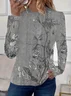 Women's Spring Floral Print Casual Round Neck Long Sleeve T-Shirt