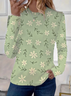 Women's Spring Floral Print Casual Round Neck Long Sleeve T-Shirt
