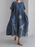 Women's Ocean Whale Art Print Vintage Round Neck Pleated Dress
