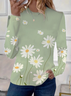 Women's Spring Floral Print Casual Round Neck Long Sleeve T-Shirt