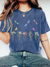 Dragonflies Wildflowers Print Wash T-Shirt