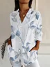 Women's Long Sleeve Shirt Spring/Fall White Floral Buckle Shirt Collar Daily Going Out Casual Top