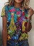 Animal Cotton Casual T-Shirt