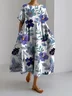 Women's Artistic Floral Print Vintage Casual Dress