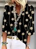 Vintage Loose Polka Dots V Neck Blouse