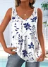 V Neck Street Cotton-Blend Loose Tank Top