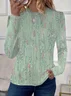 Women's Floral Spring Print Casual Round Neck Long Sleeve T-Shirt