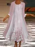 Women's Vintage Floral Print Casual Print Two Piece Dress