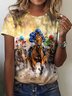 Women's Vintage Western Horse Print T-Shirt