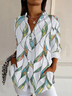 Women's Long Sleeve Shirt Spring/Fall White Geometric Buckle Shirt Collar Daily Going Out Casual Top